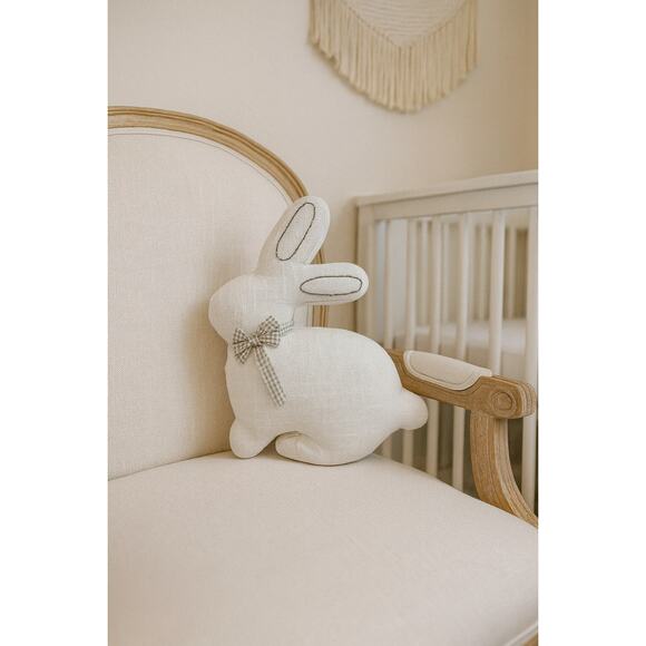 Lillian August Bunny Accent Throw Pillow 17" White Spring Decorative Nursery Bow - Picture 1 of 7